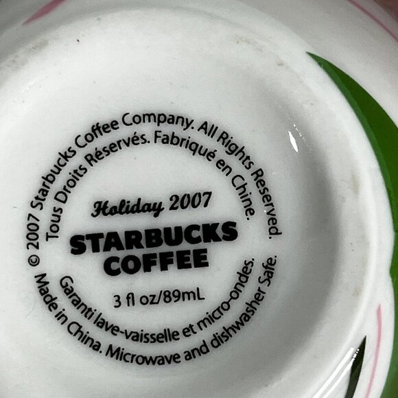 HOLIDAY Starbucks 2007 Espresso Demitasse Cups & Saucers. Candycane Swirl 3fl/oz - Picture 4 of 5